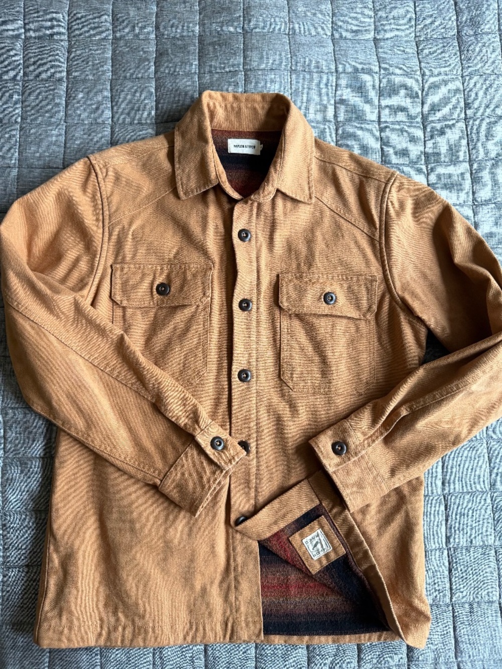 Taylor Stitch Lined Shop Shirt in Khaki Tan Boss Duck - M (40)